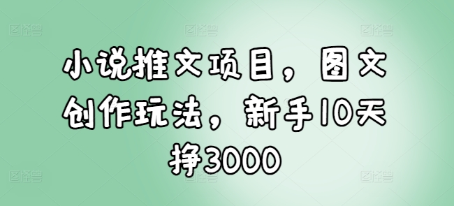 小说推文项目，图文创作玩法，新手10天挣3000-易得个人分享