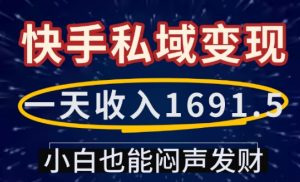 一天收入1691.5，快手私域变现，小白也能闷声发财-易得个人分享
