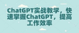 ChatGPT实战教学，快速掌握ChatGPT，提高工作效率-易得个人分享