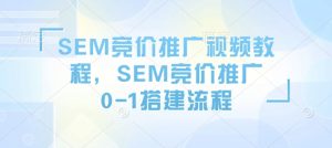SEM竞价推广视频教程，SEM竞价推广0-1搭建流程-易得个人分享