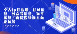 个人ip打造课，私域运营，公众号运营，知乎运营，底层逻辑和方向定位等-易得个人分享