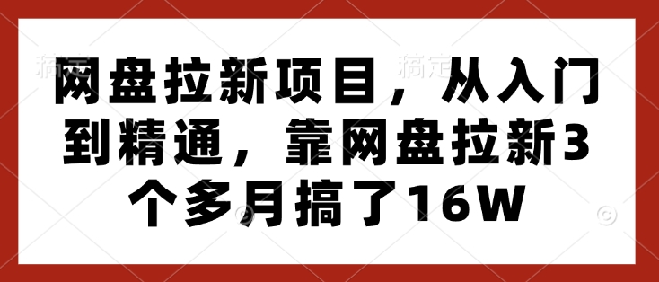 网盘拉新项目，从入门到精通，靠网盘拉新3个多月搞了16W-易得个人分享