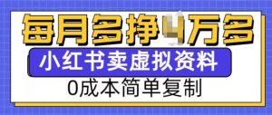 小红书虚拟资料项目，0成本简单复制，每个月多挣1W【揭秘】-易得个人分享