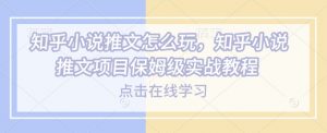 知乎小说推文怎么玩，知乎小说推文项目保姆级实战教程-易得个人分享