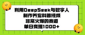利用DeepSeek与数字人制作养宠科普视频，非常火爆的赛道，单日变现多张-易得个人分享