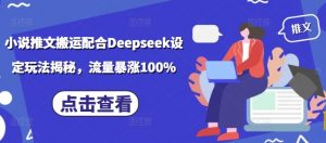 小说推文搬运配合Deepseek设定玩法揭秘，流量暴涨100%-易得个人分享