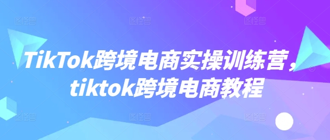 TikTok跨境电商实操训练营，tiktok跨境电商教程-易得个人分享