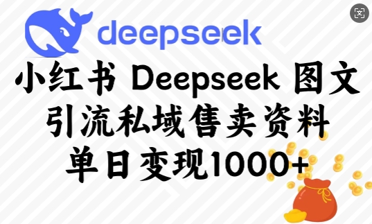 小红书Deepseek图文引流私域售卖资料，单日变现多张-易得个人分享