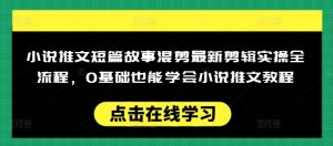 小说推文短篇故事混剪最新剪辑实操全流程，0基础也能学会小说推文教程，肯干多发日入多张-易得个人分享