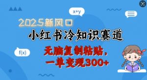 2025新风口,小红书冷知识赛道,无脑复制粘贴,一单变现300+-易得个人分享