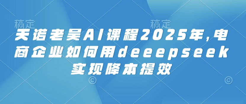 天诺老吴AI课程2025年，电商企业如何用deeepseek实现降本提效-易得个人分享