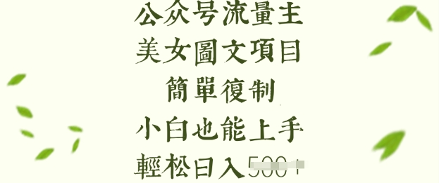 流量主长期收益项目，美女图片简单复制，小白也能上手，轻松日入5张-易得个人分享