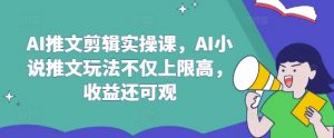 AI推文剪辑实操课，AI小说推文玩法不仅上限高，收益还可观-易得个人分享