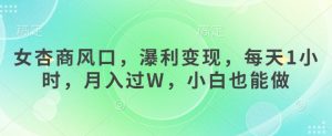 女杏商风口，瀑利变现，每天1小时，月入过W，小白也能做-易得个人分享