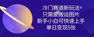 冷门赛道新玩法，只需要搬运图片，新手小白可快速上手，单日变现多张-易得个人分享