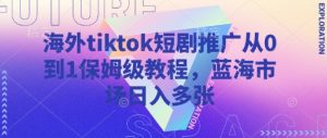 海外tiktok短剧推广从0到1保姆级教程，蓝海市场日入多张-易得个人分享