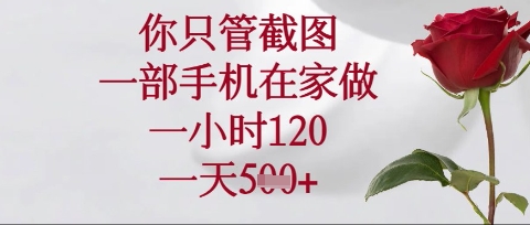 你只管截图，一部手机在家操作，一小时120.一天5张【揭秘】-易得个人分享