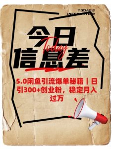5.0闲鱼引流爆单秘籍，日引300+创业粉，稳定月入过W-易得个人分享