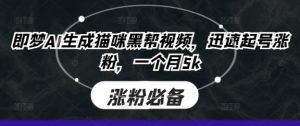 即梦AI生成猫咪黑帮视频，迅速起号涨粉，一个月5k-易得个人分享