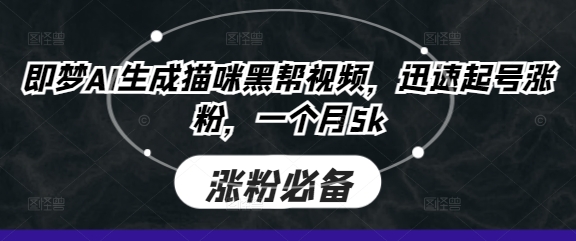 即梦AI生成猫咪黑帮视频，迅速起号涨粉，一个月5k-易得个人分享