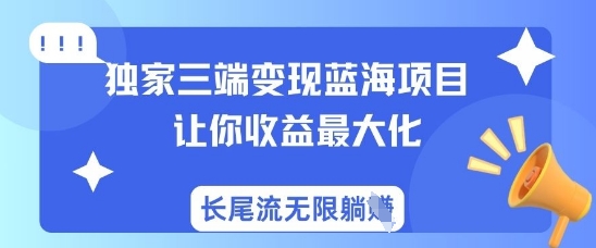 独家三端变现蓝海项目，让你收益最大化，长尾流无限躺挣-易得个人分享