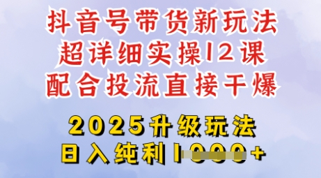 2025全新升级抖音带货玩法，一天纯利四位数，从剪辑到选品再到发布投流，超详细玩法揭秘-易得个人分享