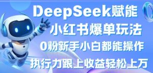 DeepSeek赋能小红书爆单玩法0粉新手小白都能操作，执行力跟上收益轻松上W，懒人勿做-易得个人分享