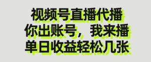 视频号直播代播，你出账号我来播，单日收益轻松几张【揭秘】-易得个人分享