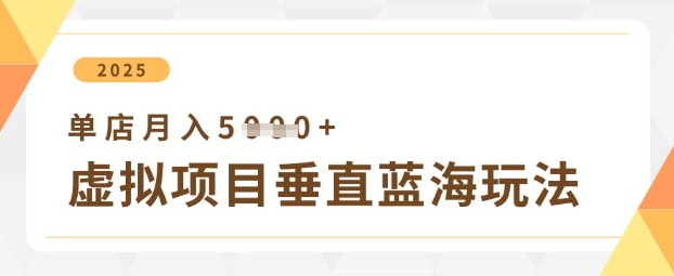 虚拟项目垂直玩法，实现单店月入5k+-易得个人分享