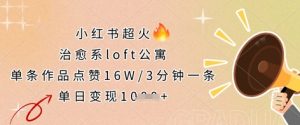 小红书超火的治愈系loft公寓，单条作品点赞16W，3分钟一条，单日变现数张-易得个人分享