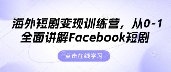 海外短剧变现训练营,从0-1全面讲解Facebook短剧-易得个人分享