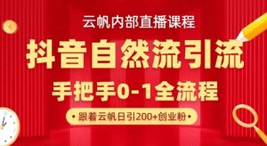 【云帆内部直播课】抖音最新自然模版引流玩法，单号单日引300+精准创业粉-易得个人分享