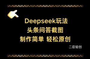 Deepseek头条问答截图，制作简单，轻松原创-易得个人分享
