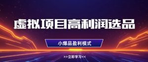 虚拟项目高利润选品方法，做好单店利润1W+，可多店倍增利润-易得个人分享
