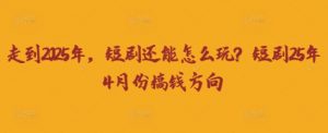 走到2025年，短剧还能怎么玩？短剧25年4月份搞钱方向-易得个人分享