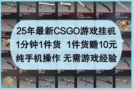 25年最新CSGO游戏挂G，1分钟1件货，1件货挣10元，纯手机操作，无需游戏经验【揭秘】-易得个人分享