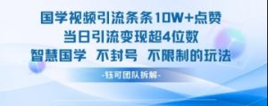 国学视频引流条条10W+点赞当日引流变现超4位数-易得个人分享