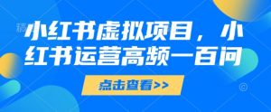 小红书虚拟项目，小红书运营高频一百问【文档】-易得个人分享