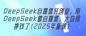 DeepSeek自媒体轻创业,用DeepSeek做自媒体,太容易挣钱了(2025年新课)-易得个人分享
