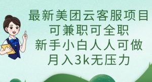 最新美团云客服项目，可兼职可全职，新手小白人人可做，月入3k无压力-易得个人分享