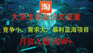 大学生毕业论文查重，暴利蓝海项目，月收入过1W+-易得个人分享