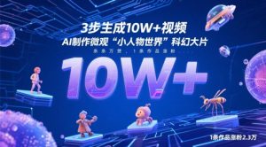 3步生成10W+视频，AI制作微观“小人物世界”科幻大片，条条万赞，1条作品涨粉2.3W-易得个人分享