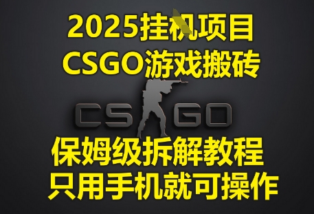 2025挂G项目，CSGO游戏搬砖，保姆级拆解教程，只用手机就可操作【揭秘】-易得个人分享