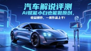 抖音汽车解说评测赛道，AI赋能小白也能做原创，收益爆炸，一条作品上千-易得个人分享