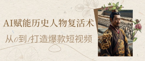 AI赋能历史人物复活术：从0到1打造爆款短视频，7天涨粉10W，小白也能月入过1W-易得个人分享