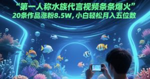 第一人称水族代言视频条条爆火，20条作品涨粉8.5W，小白轻松月入五位数-易得个人分享