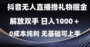 抖音无人直播撸礼物掘金，解放双手，日入1k，0成本纯利，无基础可上手【揭秘】-易得个人分享