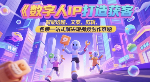 数字人IP打造获客变现实操课，智能选题、文案、剪辑、包装一站式解决短视频创作难题-易得个人分享