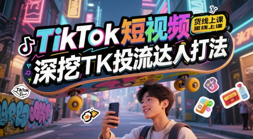 TikTok短视频带货线上课，深挖TK投流达人打法-易得个人分享