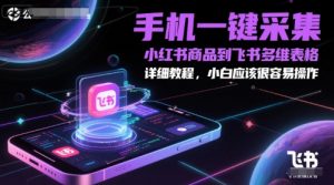 手机一键采集小红书商品到飞书多维表格，详细教程，小白应该很容易操作-易得个人分享